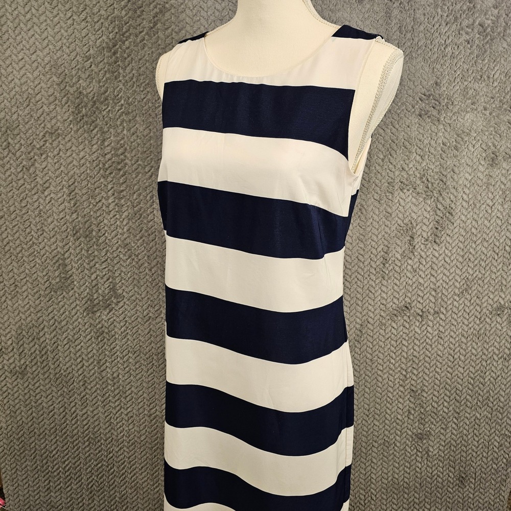 Banana Republic‎ Womens Navy Blue White Striped Sleeveless Shift Dress Size 4